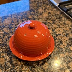 Rust Orange Ceramic Butter Dish